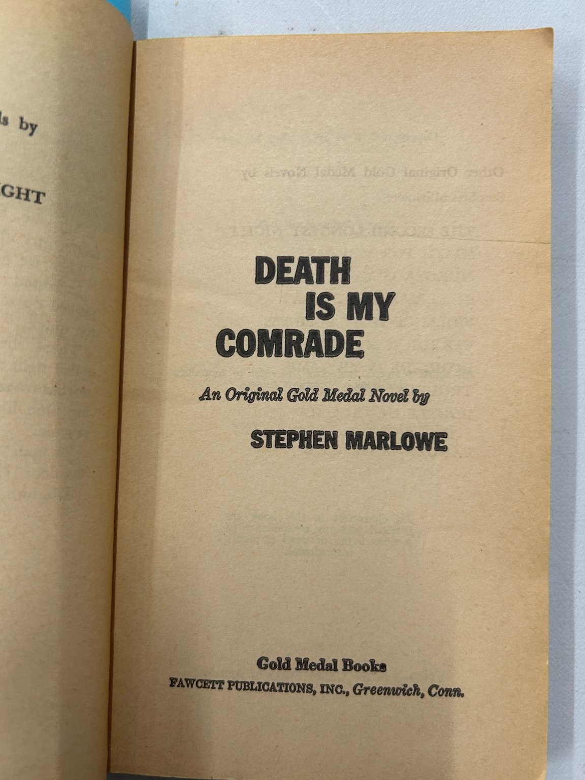 Death Is My Comrade Stephen Marlowe 1960 First Printing Gold Medal