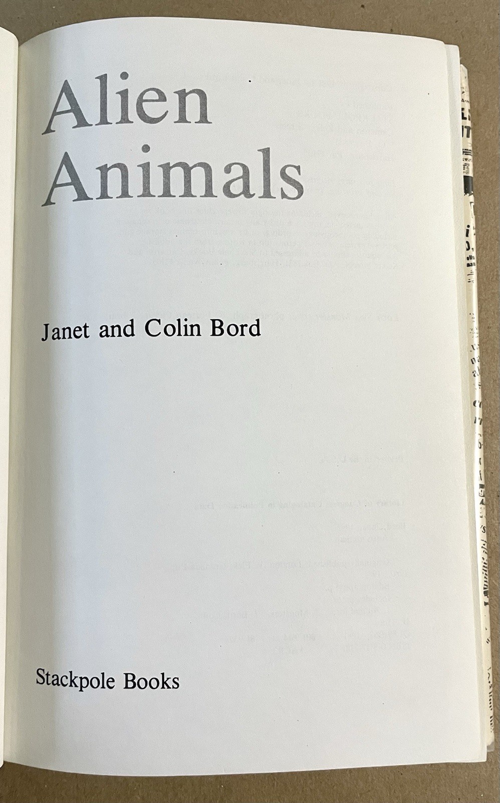 Alien Animals, Janet & Colin Bord, 1982 HC/DJ (in Mylar) Vintage, Illustrated