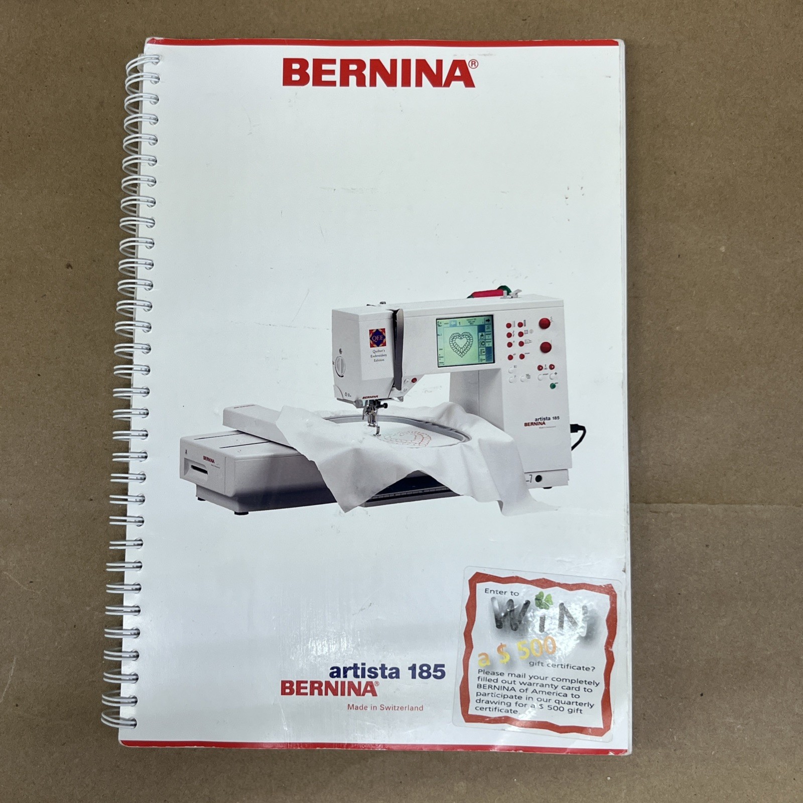 BERNINA ARTISTA 185 Sewing Machine User Manual Operation Guide Book Instructions