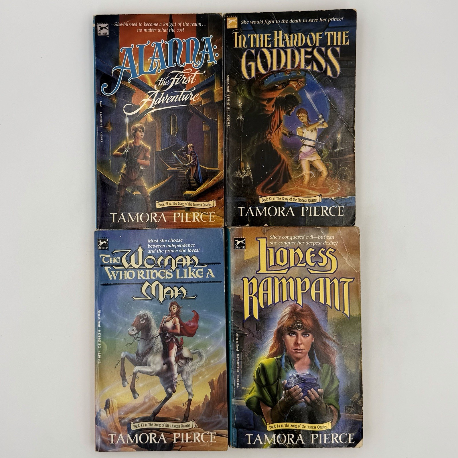 Song of the Lioness 1-4 – Tamora Pierce (mmpb set, 1st prints) Borzoi, 1989-1990