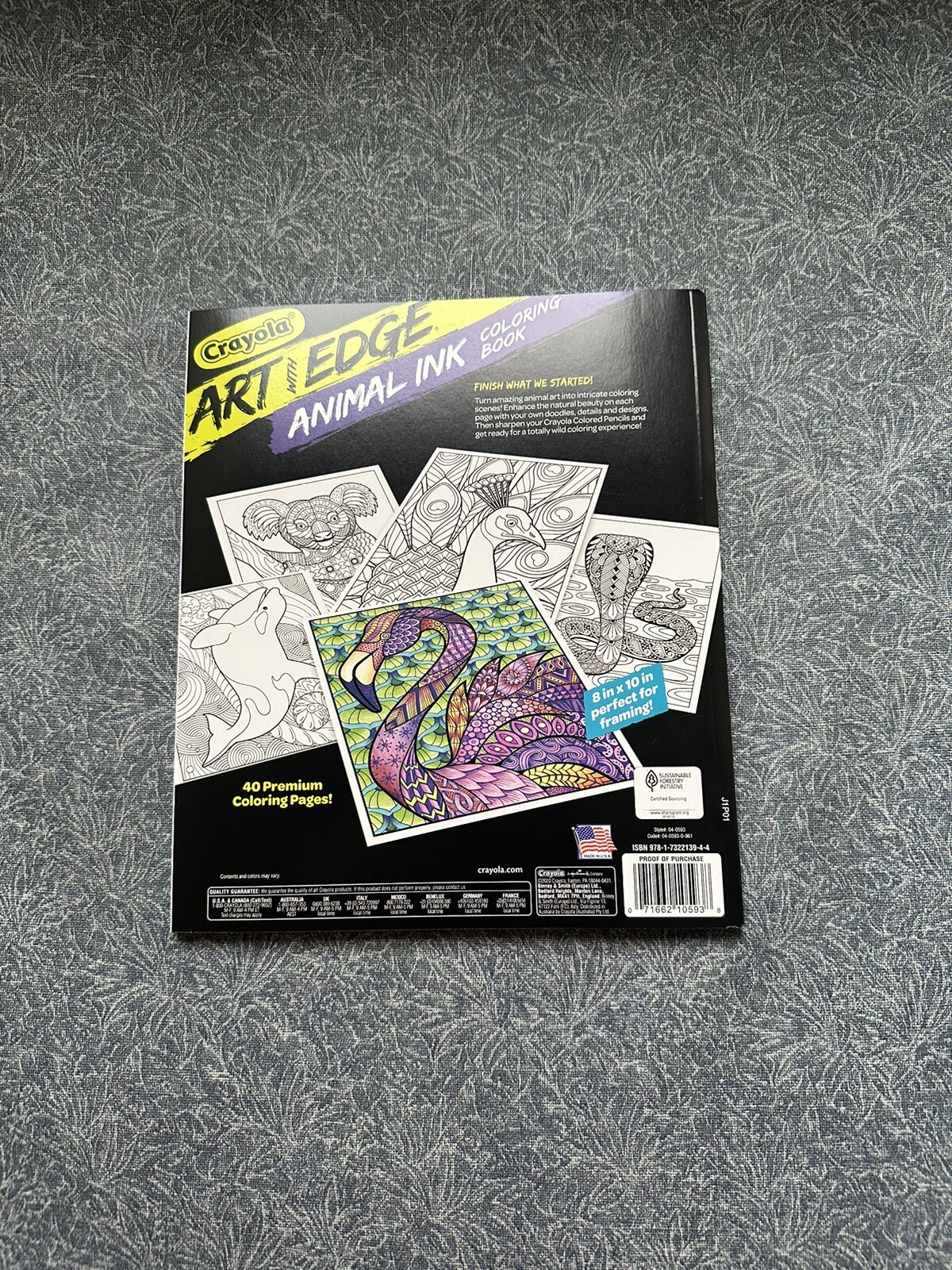 Crayola Art With Edge Animal Ink Coloring Book 40 Pages-NEW