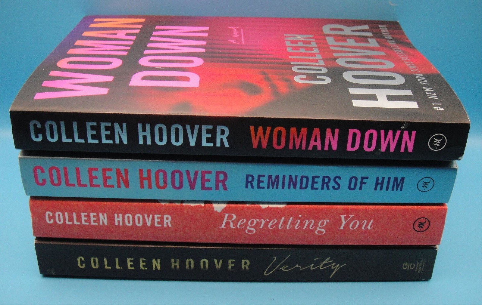 4 COLLEEN HOOVER Paperback Lot WOMAN DOWN Reminders of Him REGRETTING YOU Verity