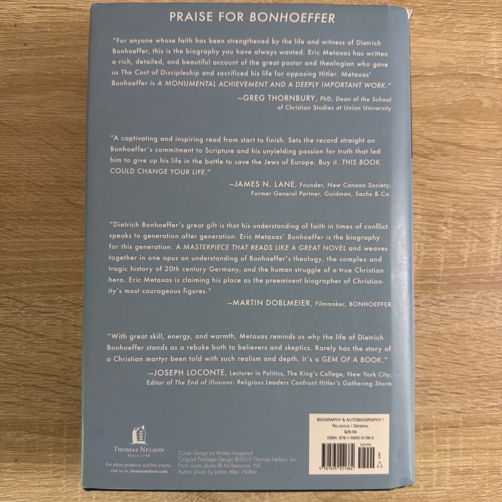 Bonhoeffer Pastor Martyr Prophet Spy Eric Metaxas Hardcover Biography Book