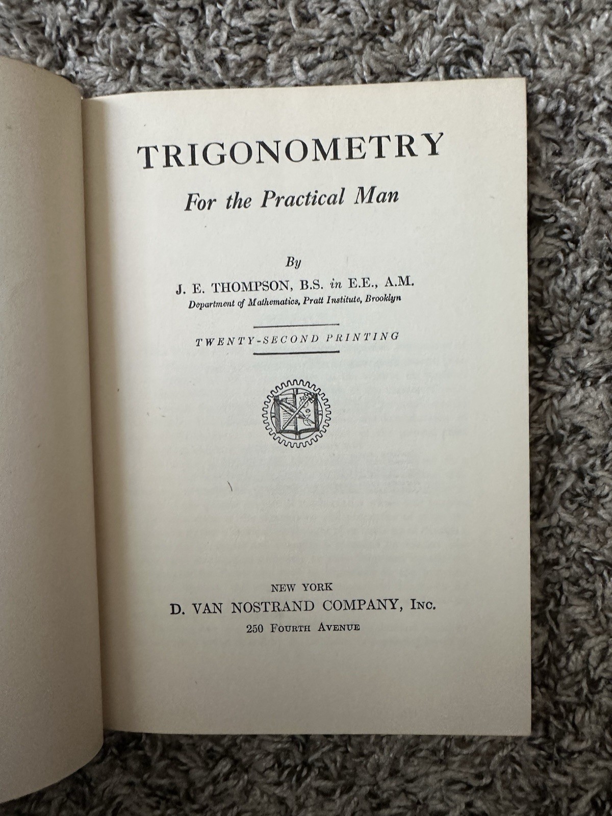 Set of 5 Mathematics For Self Study by J.E. Thompson Algebra Geometry Trig 1943