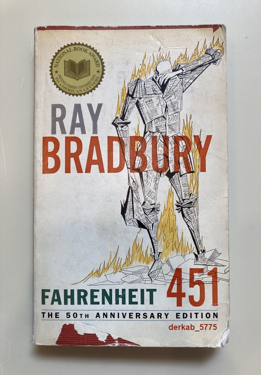 Fahrenheit 451 by Ray Bradbury, 50th Anniversary Edtn Paperback 1991, 59th Print