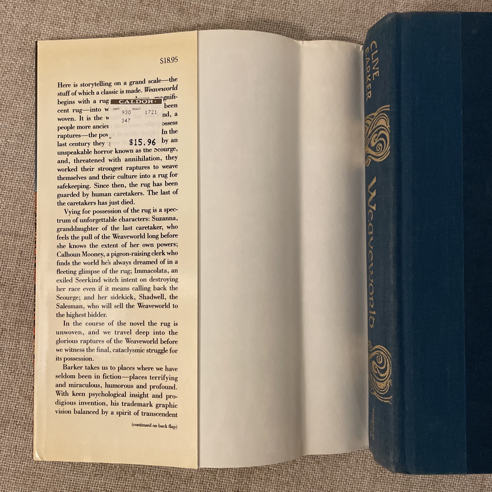 Weaveworld By Clive Barker 1987 HC DJ First Edition 1st Printing Poseidon Press