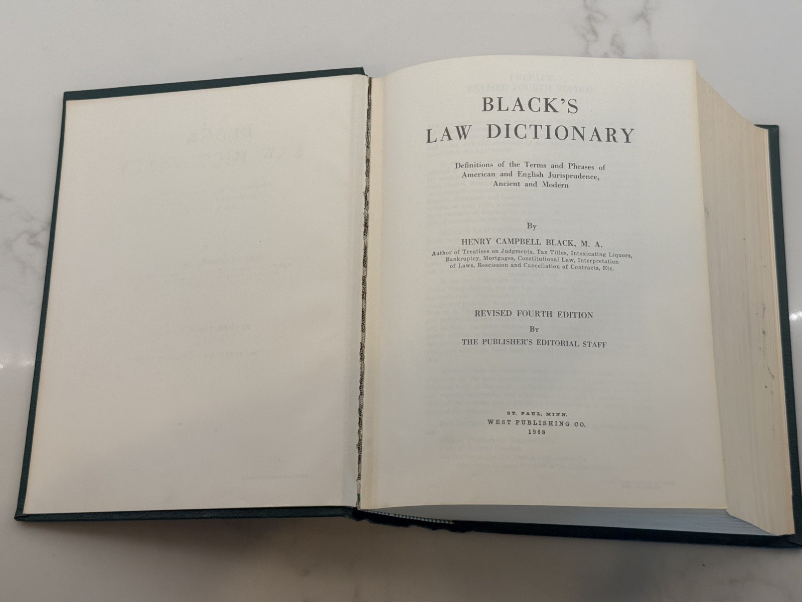 Vintage Black’s Law Dictionary With Pronunciations 4th Ed HC 1968 USA