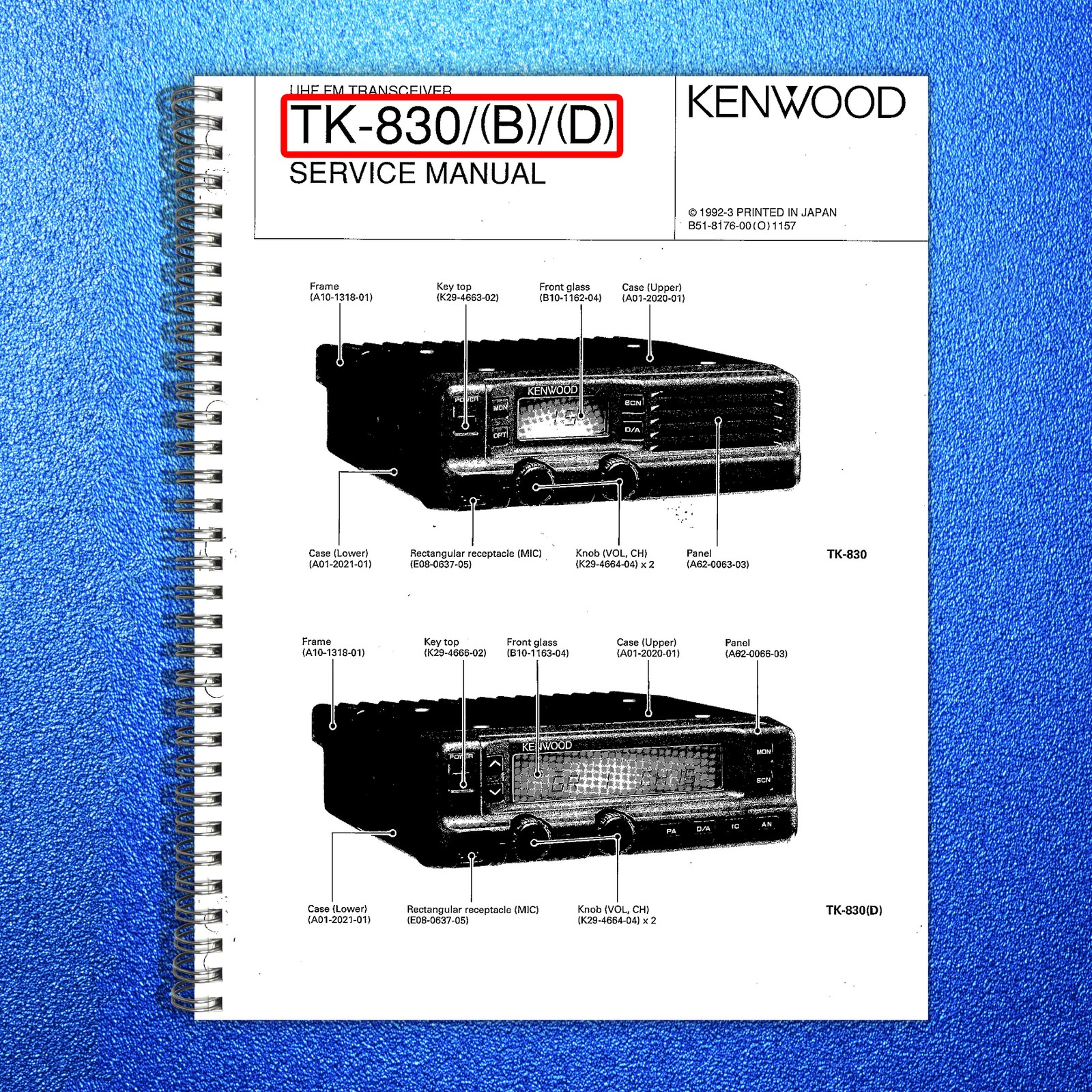 KENWOOD TK-830 UHF FM Transceiver Service Manual – BOUND – COVERS – XL FOLDOUTS