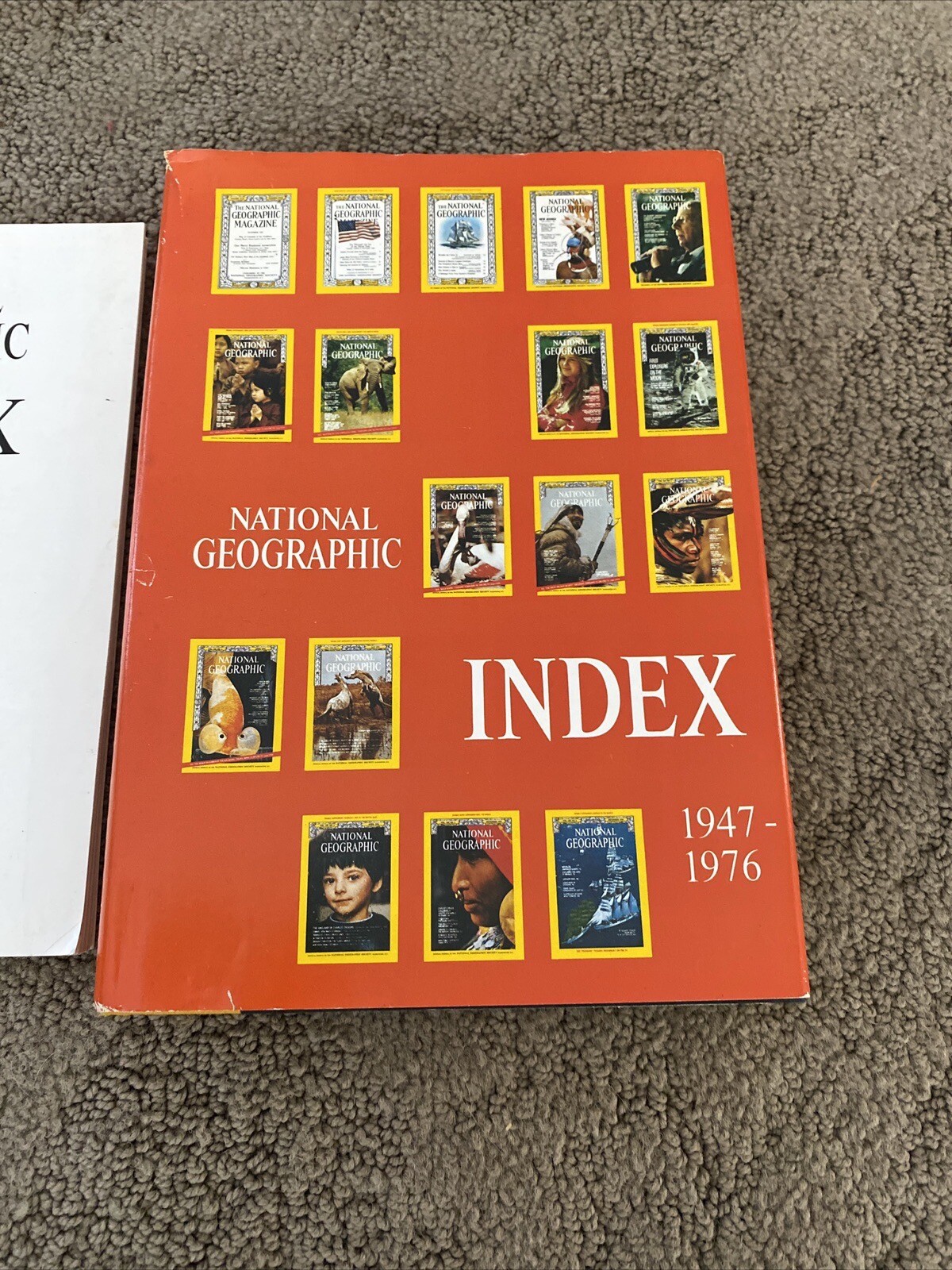 2pc Vintage Nat Geo Index 1947-1976 Hardcover/Dust Jacket +1977-1981 index Soft