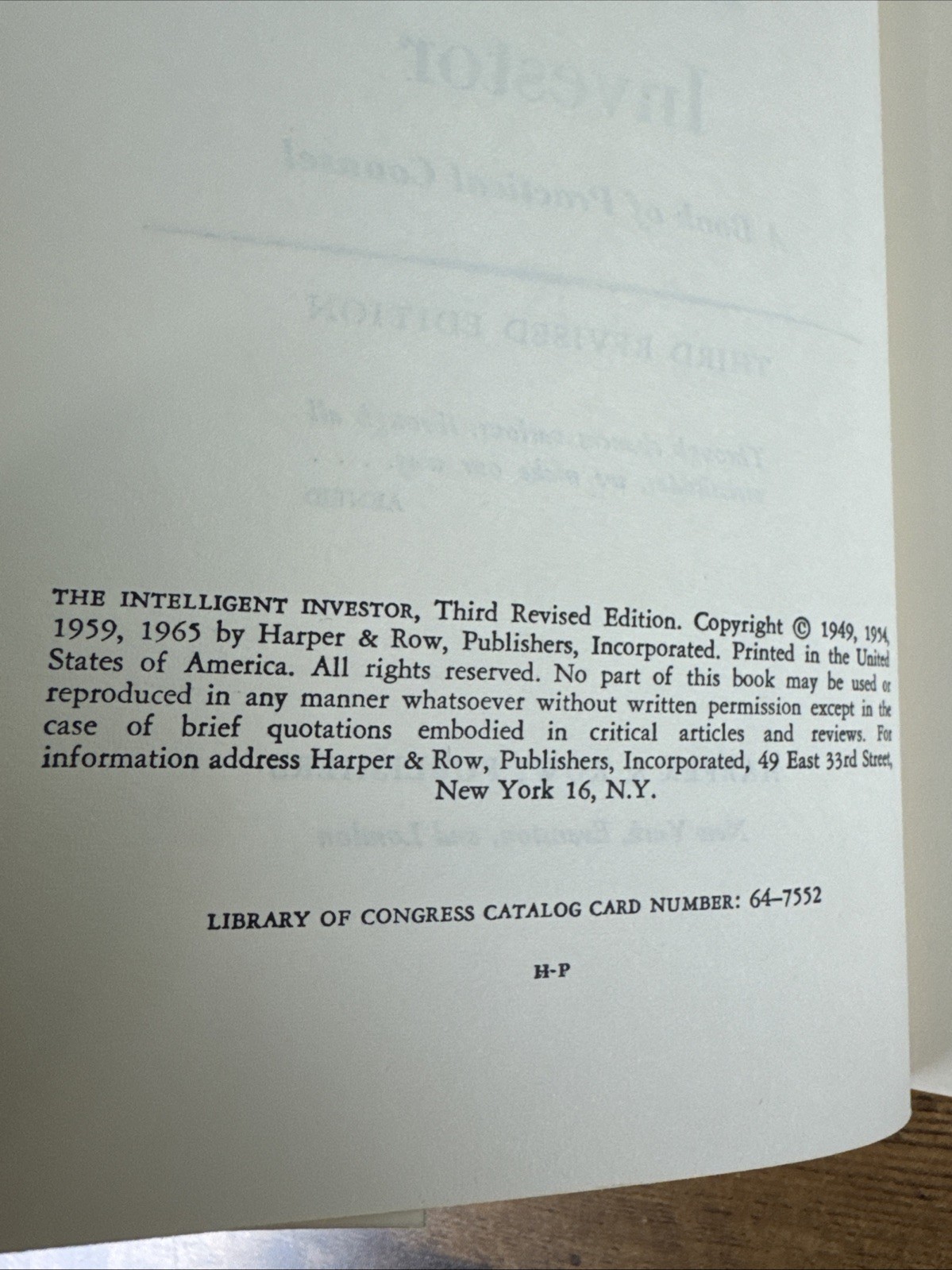 The Intelligent Investor Third Revised Edition by Benjamin Graham HC 1965