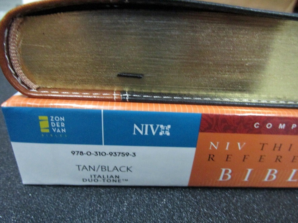 NIV 1984 Compact Thinline Reference Bible *6.3pt* Tan/Black LS *NEW!!