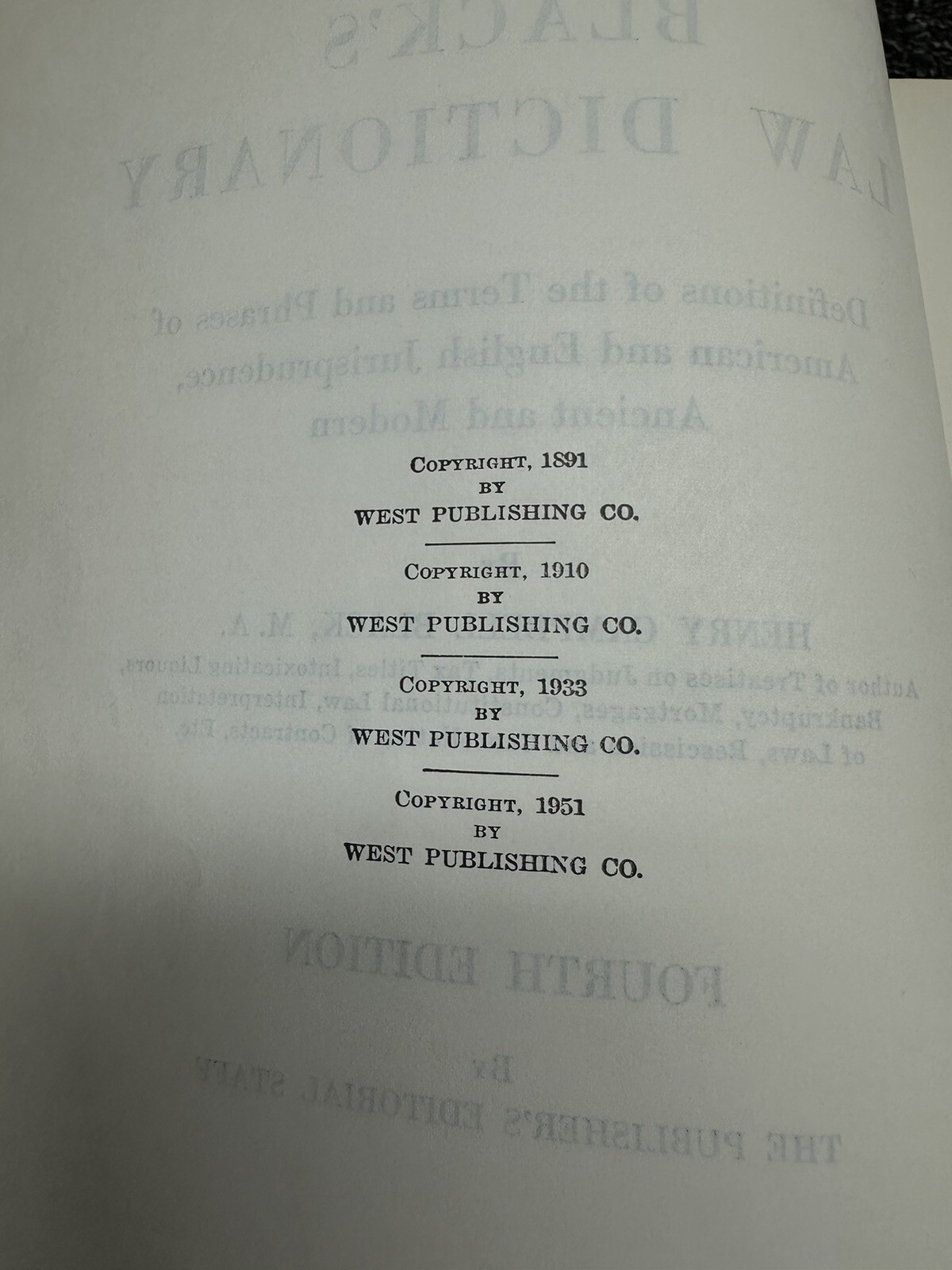 Black’s Law Dictionary Fourth 4th Edition 1951 GREAT CONDITION! Lawyer See Pics