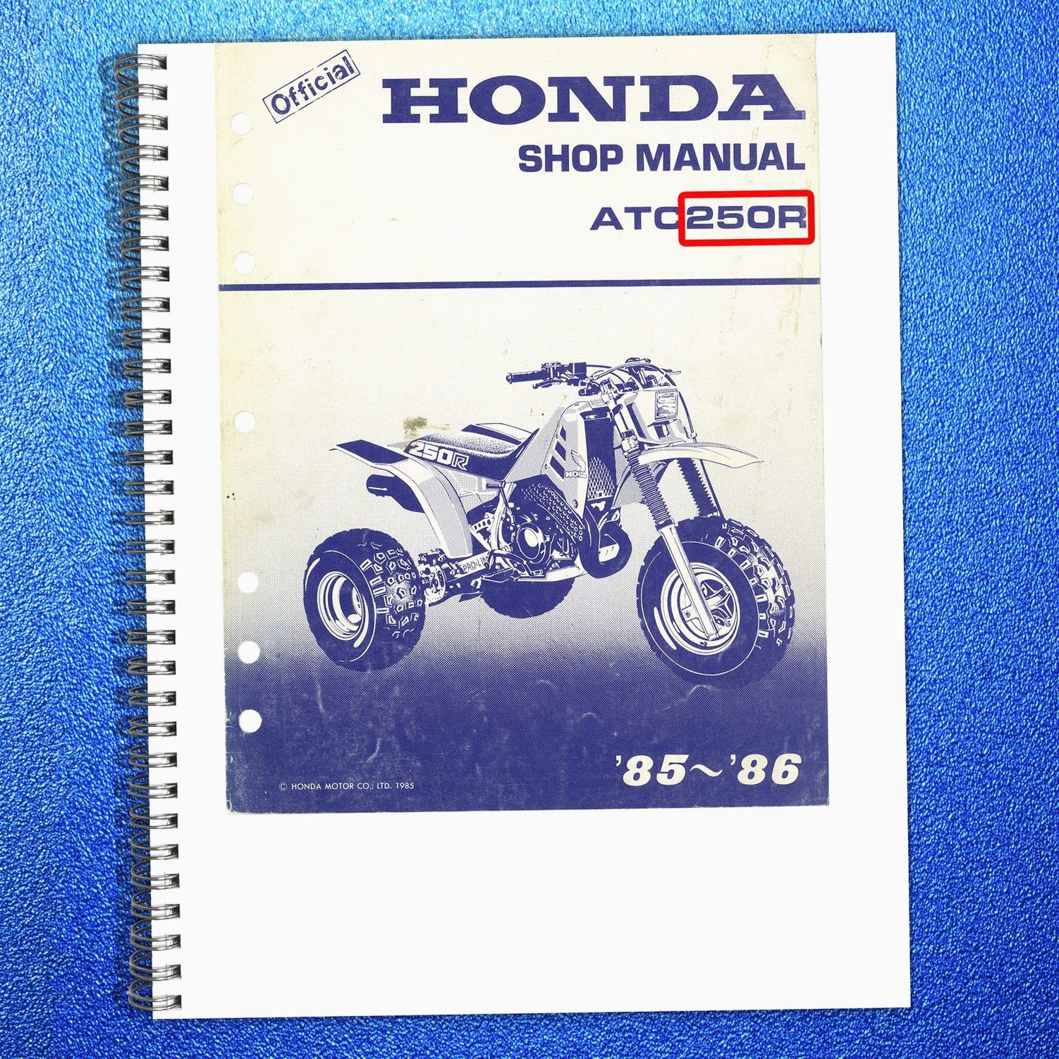 HONDA ATC250R ATV Service Manual 1985-1986 – STEEL WIRE BINDING – TOUGH JACKET