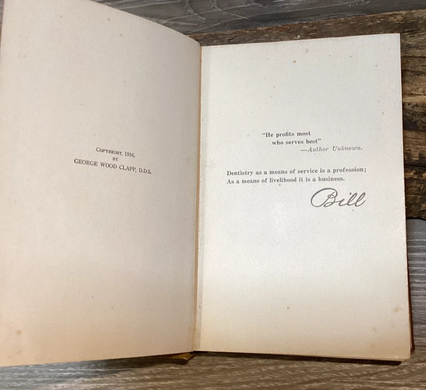 Profitable Practice George Wood Clapp 1916 Dental Business Dentistry HC