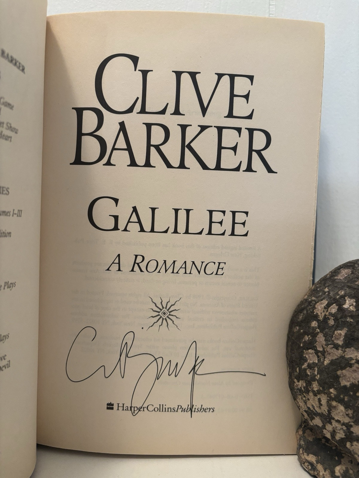 Signed Clive Barker Galilee First Edition Autographed Horror Occult Hellraiser