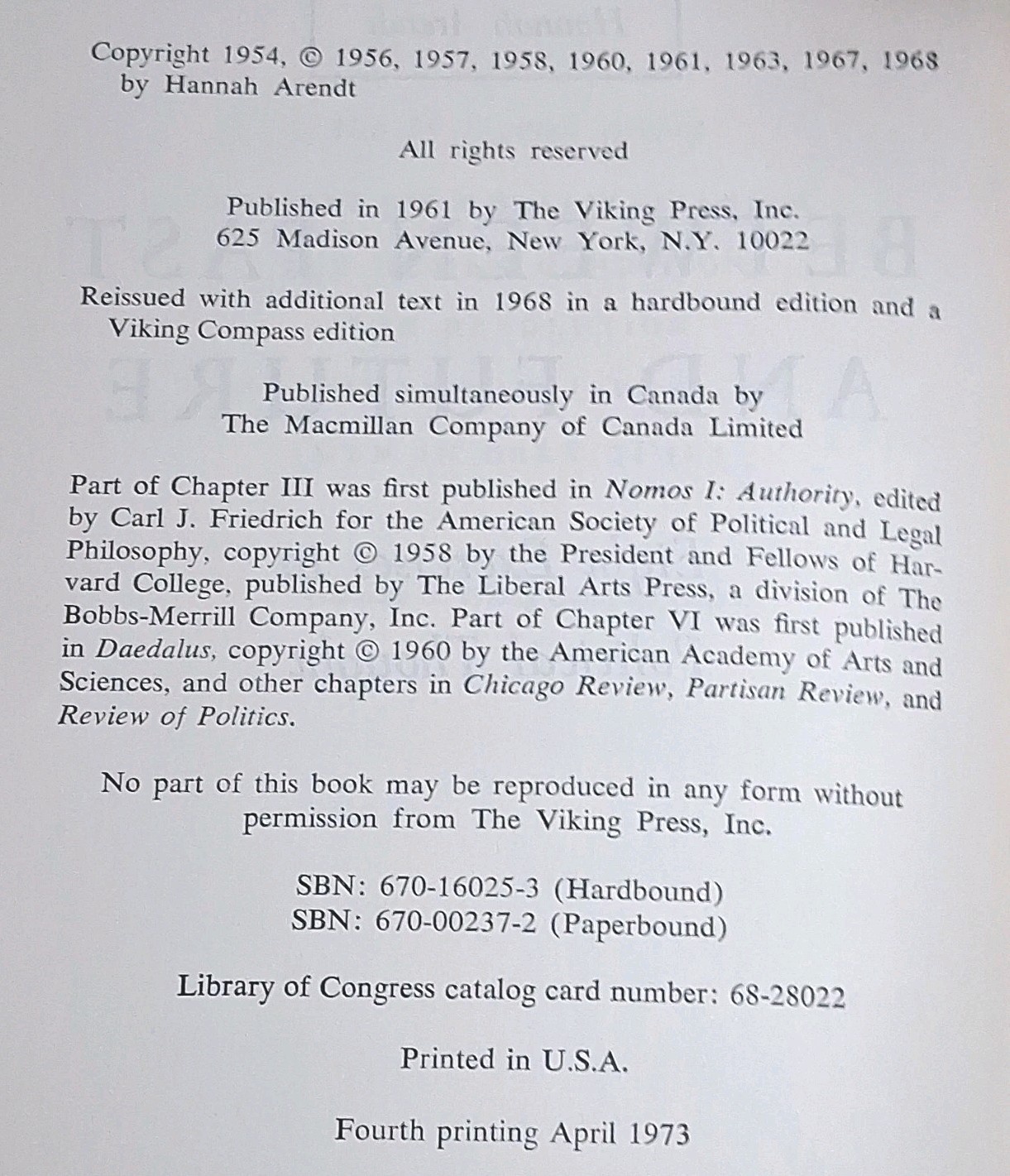 HANNAH ARENDT Between Past & Future & On Revolution 2 Viking Press PB 1971-73