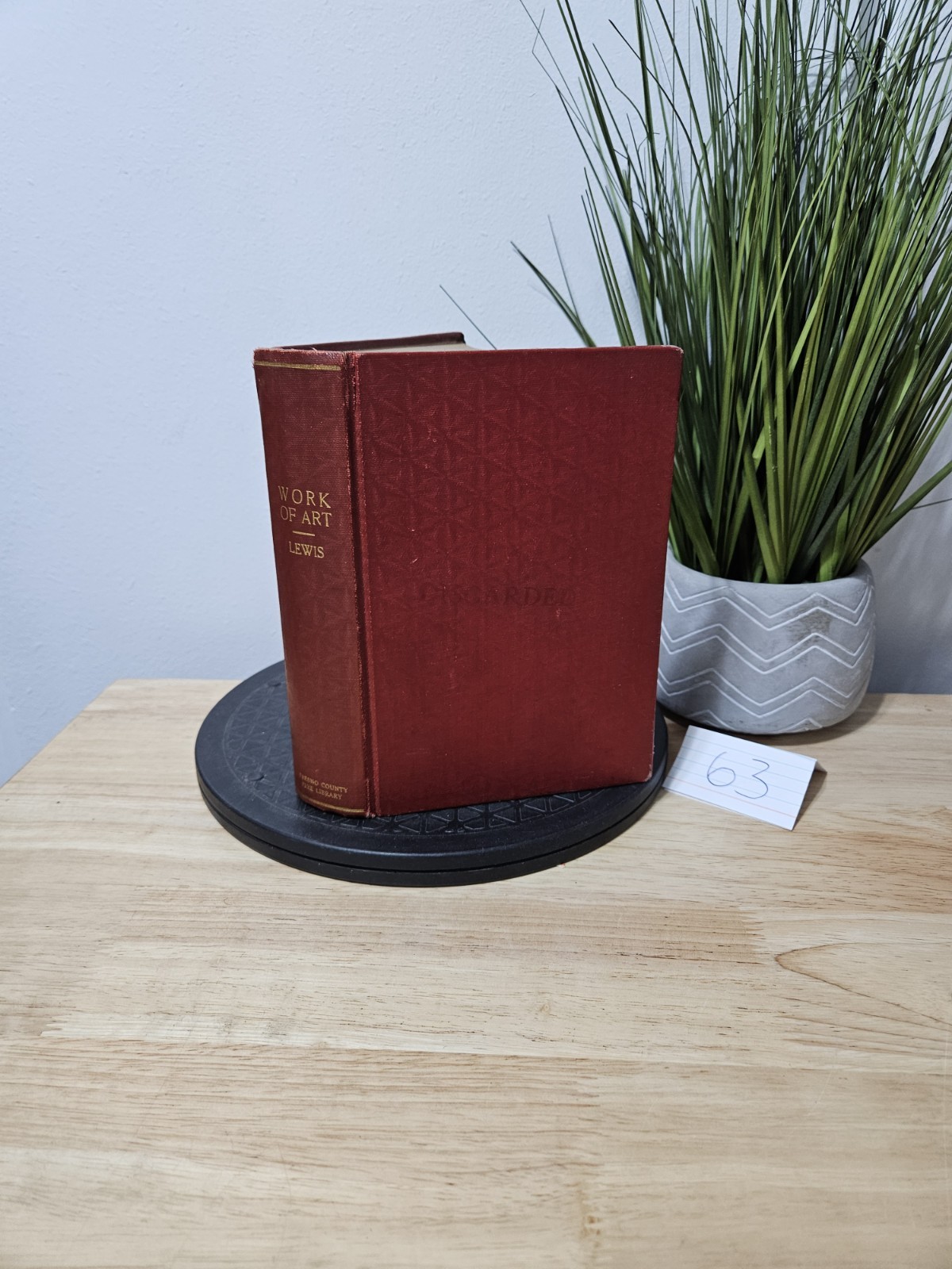 Work Of Art By Sinclair Lewis – Hardcover Ex Library