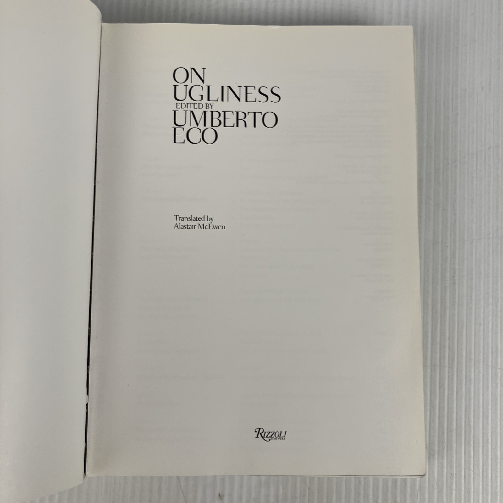 On Ugliness by Umberto Eco 2007 Hardcover DJ