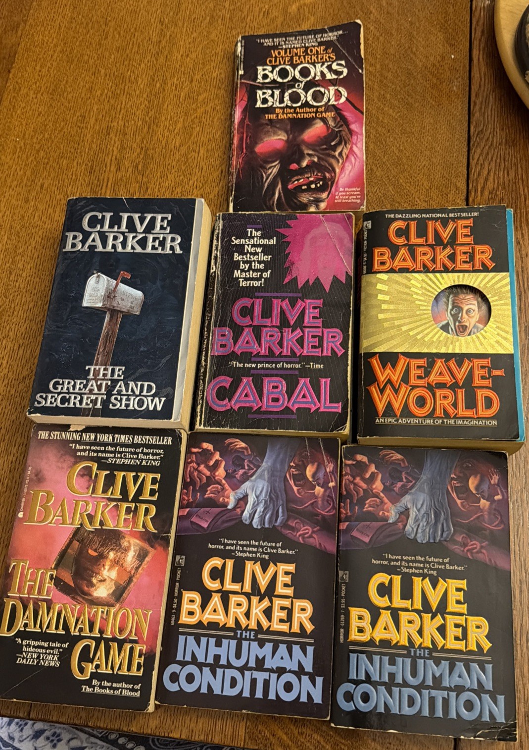 Clive Barker Lot Of 7 PB Books Weaveworld Cabal Inhuman Damnation Game Horror