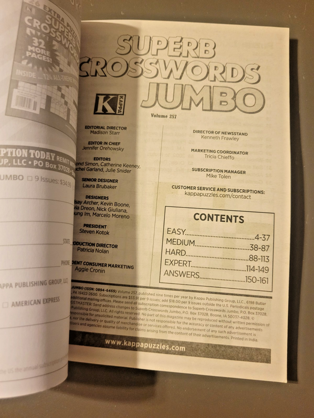 Superb Crosswords Jumbo – by Kappa – Volume 257 – 124 All-Themed Puzzles!