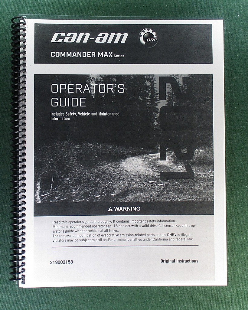 2021 Can-Am Commander MAX DPS 1000R Owner’s Manual: 220 Pages & Clear Covers