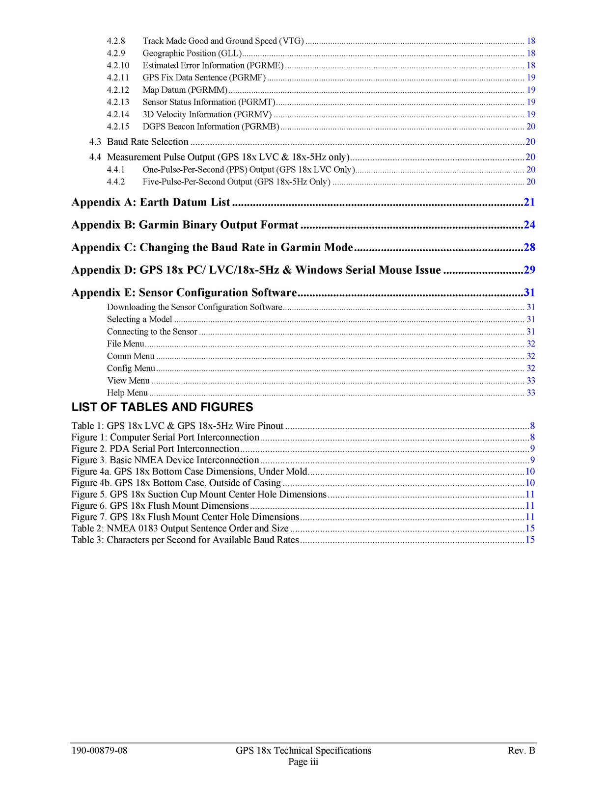 GARMIN GPS 18x Technical Specifications Manual 2008 – WIRE BOUND – TOUGH COVERS