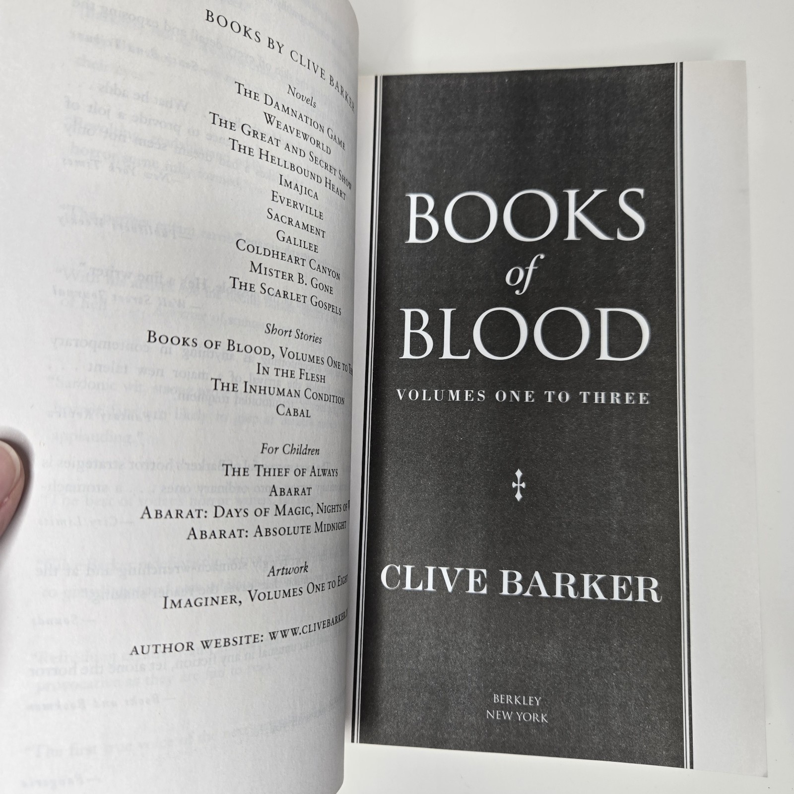 Clive Barker Books Of Blood, Vol 1-3 (Berkley) & 4-6 (Omnibus 2, Sphere 2007) PB