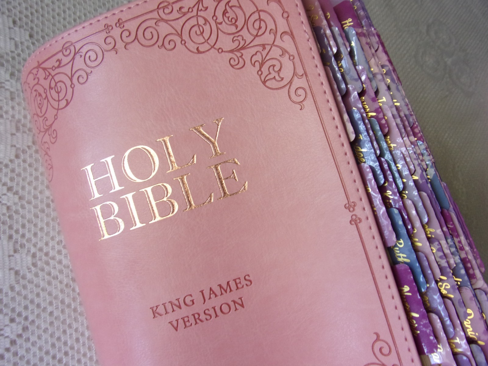 New Personalized Pink Womans KJV Bible With Tabs Large Print and Free Shipping