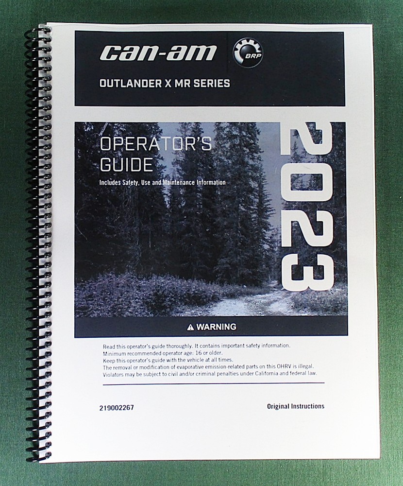 2023 Can-Am Outlander 1000R XT-P Owner’s Manual: 274 Pages & Protective Covers