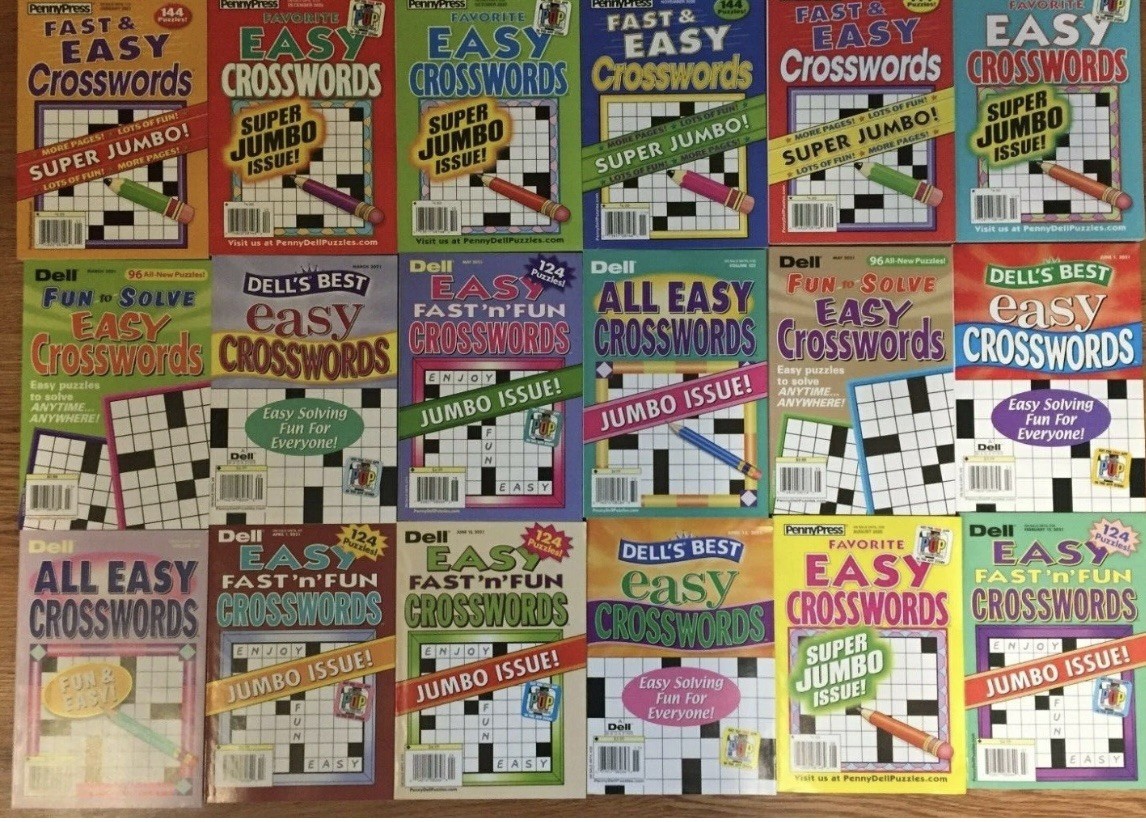 Lot of 5 Dell Penny Press Easy Crossword Puzzle Books Word Solve Pocket Unsorted