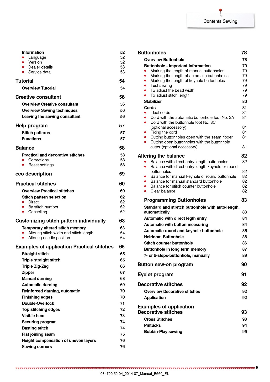 BERNINA 560 Sewing Machine User Manual – DURABLE LOOP BOUND – PROTECTIVE COVERS