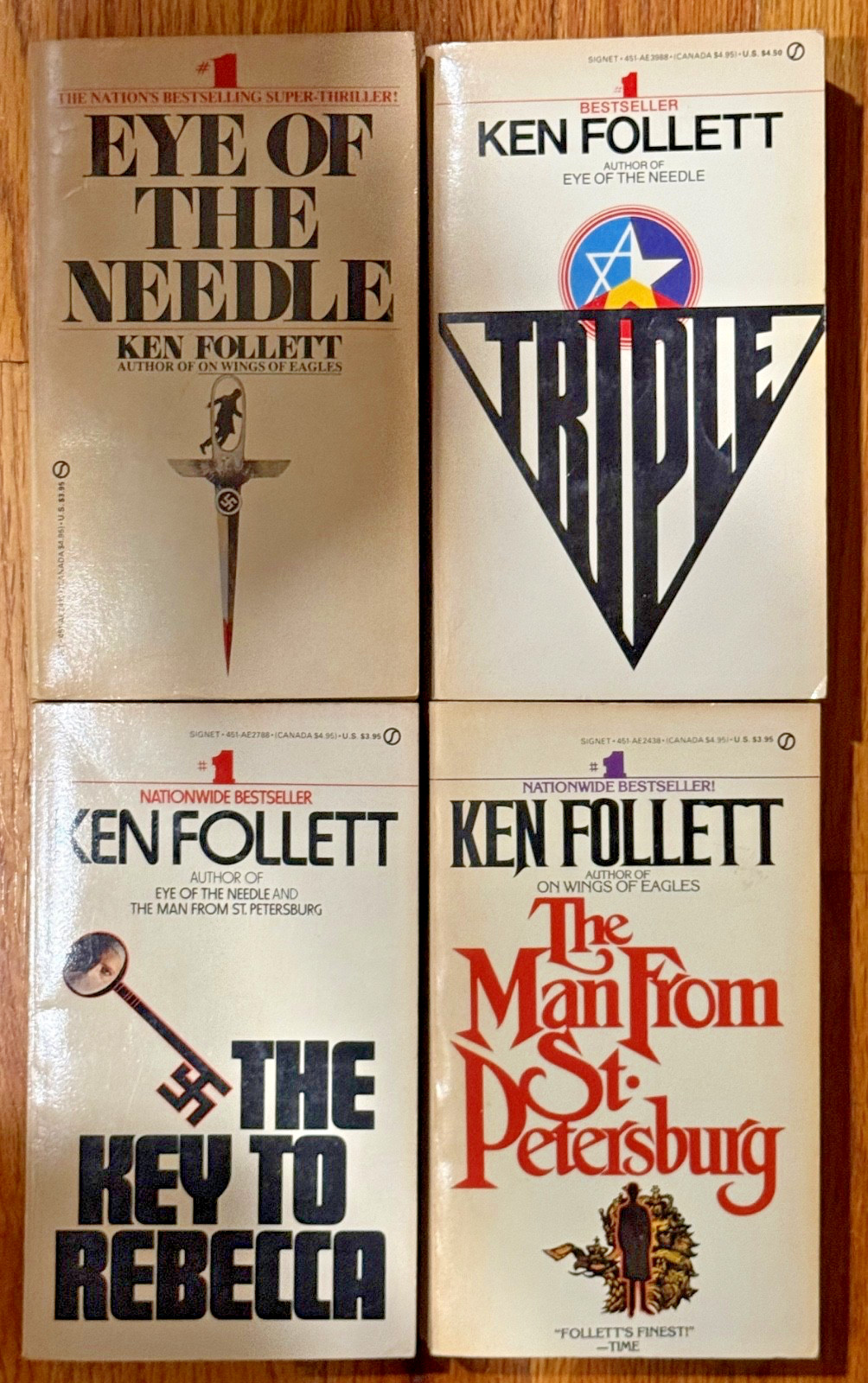 Ken Follet Vintage Paperback 4 book lot – includes Triple – 1970s 1980s