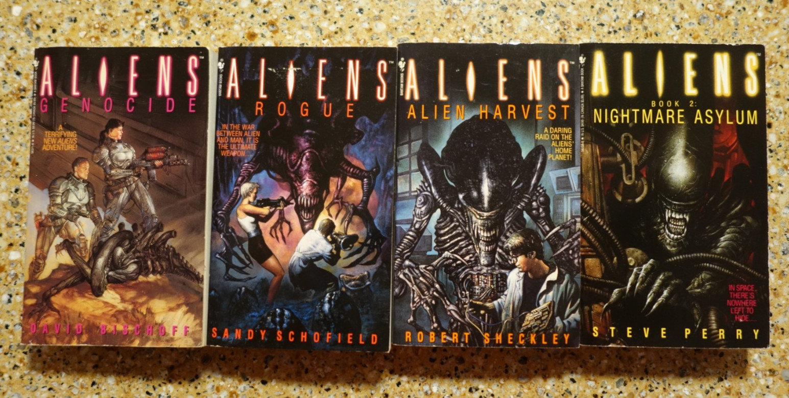 4 Book Lot – ALIENS: GENOCIDE, ROGUE, ALIEN HARVEST, NIGHTMARE ASYLUM Bantam PB