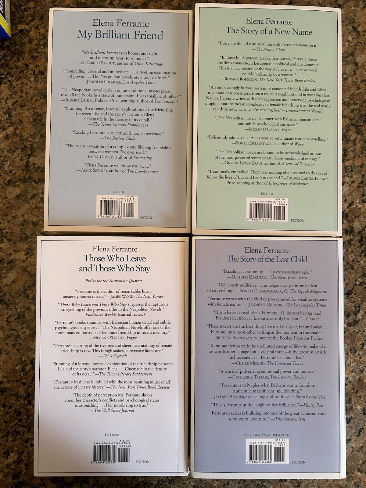 Elena Ferrante Complete Set Neapolitan Novels Books 1-4 Europa Like New Trade PB