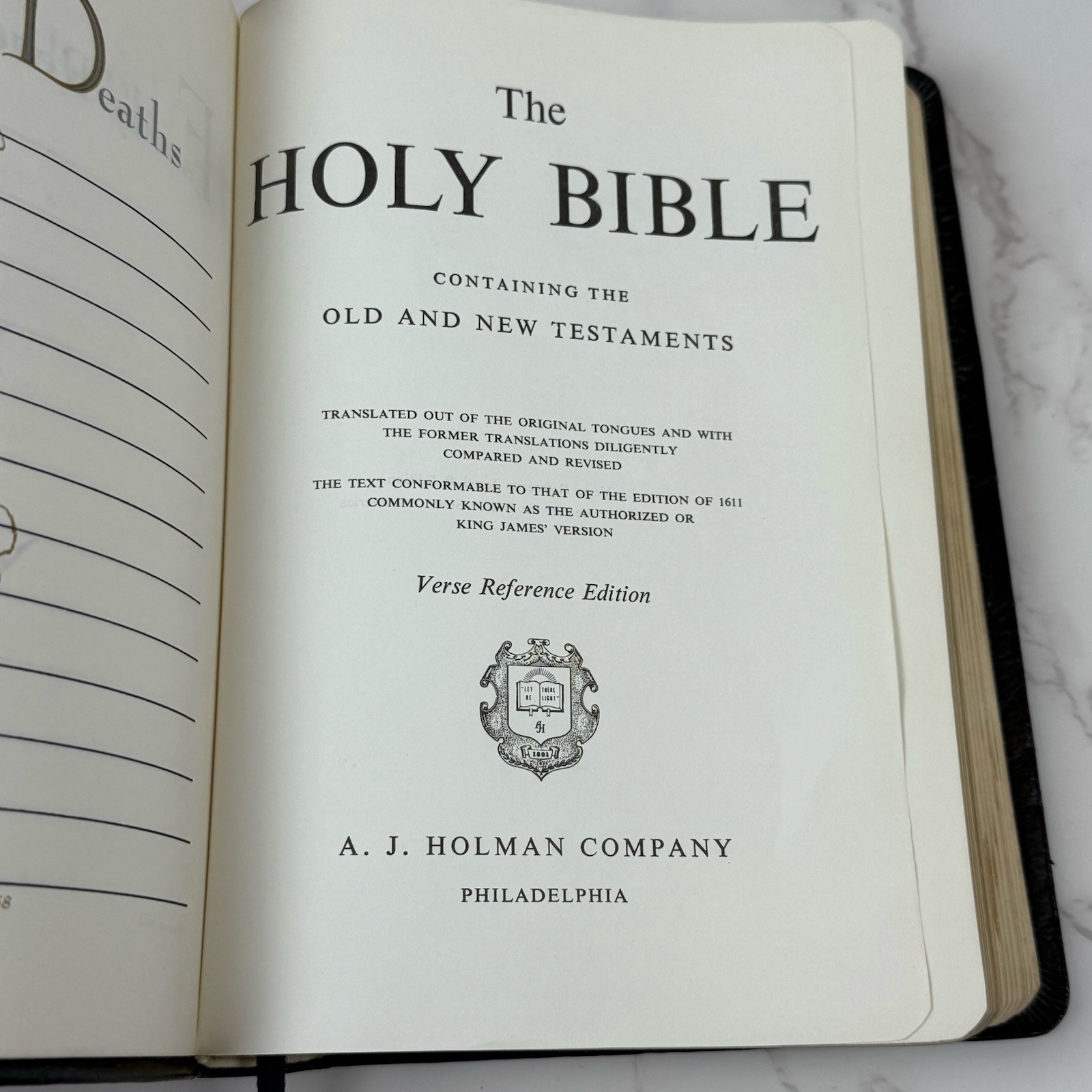 Vintage Holy Bible Verse Reference Holman Black Gold Page Edges Old & New Test.