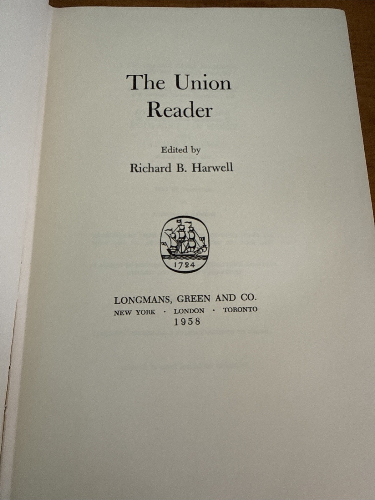 The Union Reader book by Richard B. Harwell 1958 1st Edition US Civil War HCDJ