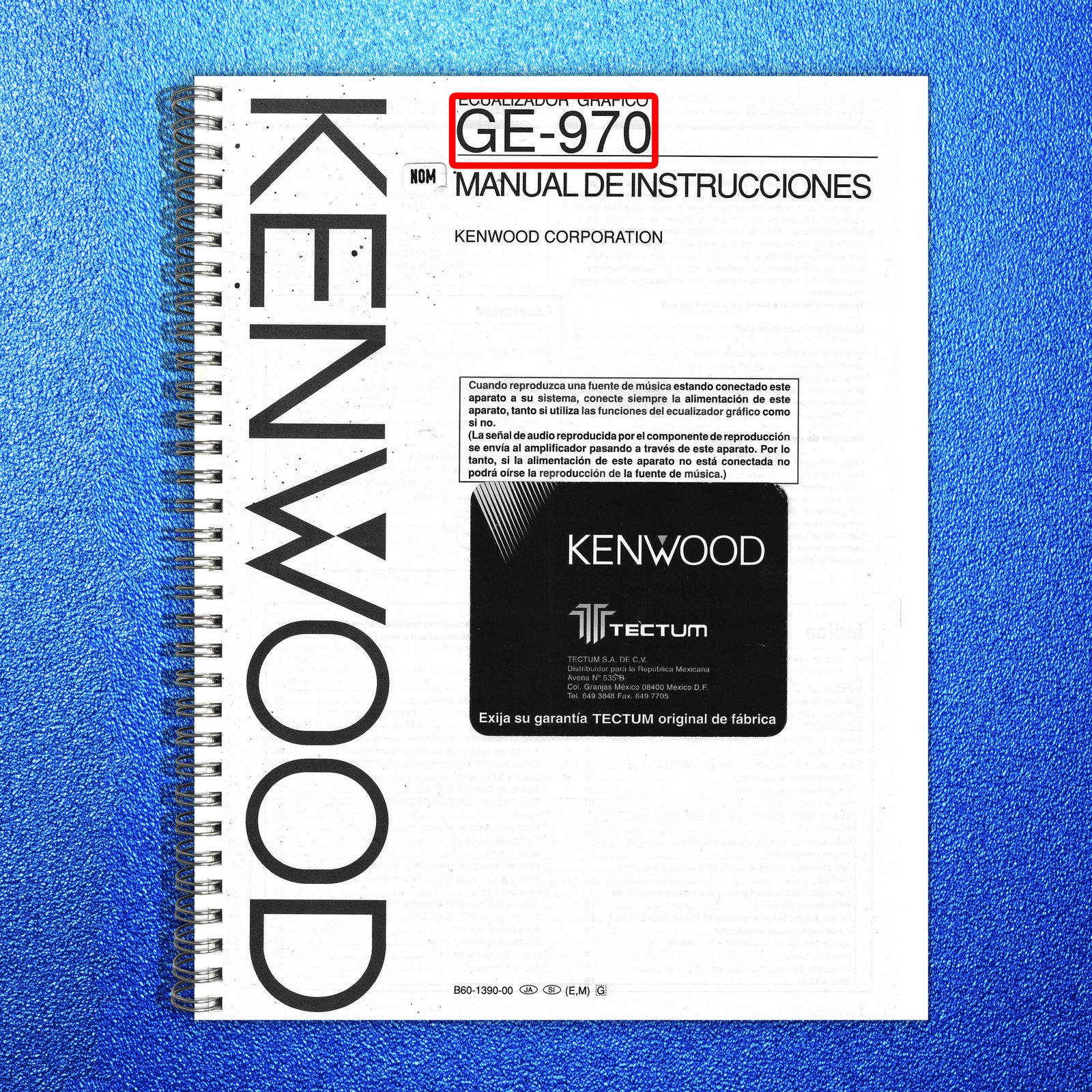 KENWOOD GE-970 Graphic Equalizer Instruction Manual – WIRE BOUND – TOUGH COVERS