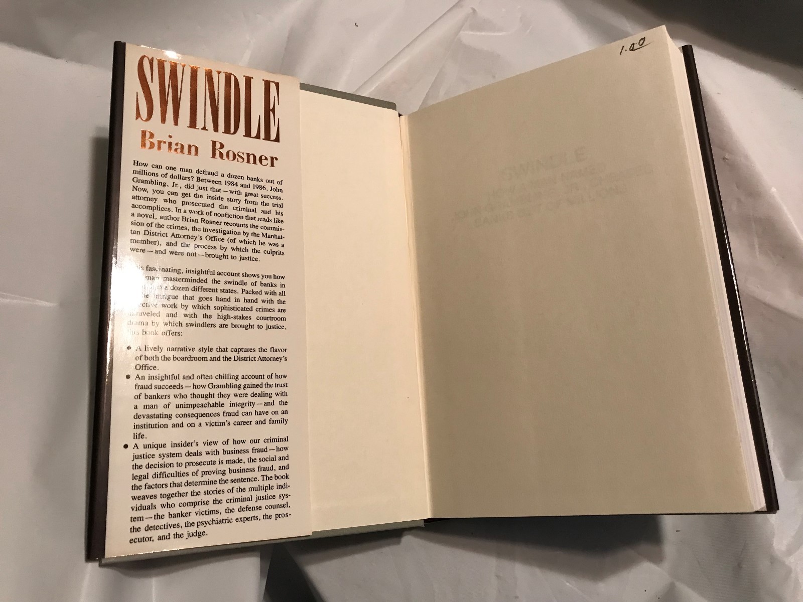 SWINDLE Rosner 1990 First Edtion 1st Printing Rare Banking Fraud Theft