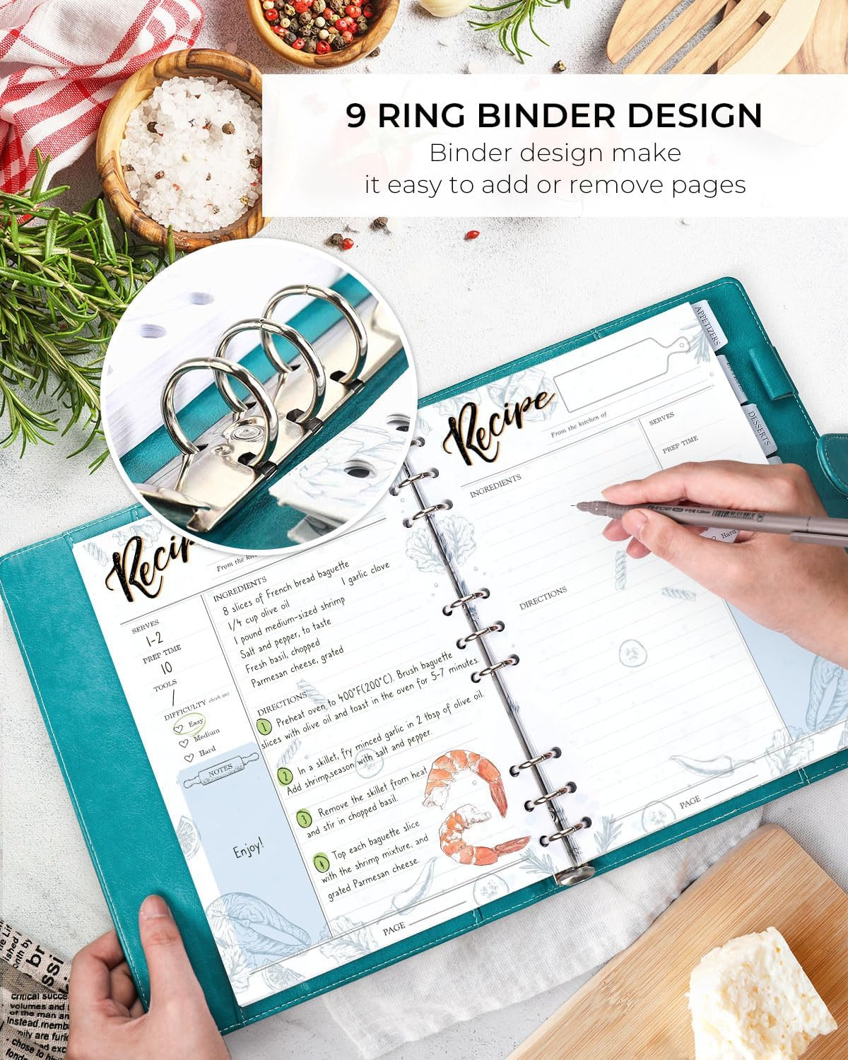 Recipe Book ，Blank Recipe Book to Write in Your Own Recipes，Recipe Notebook for