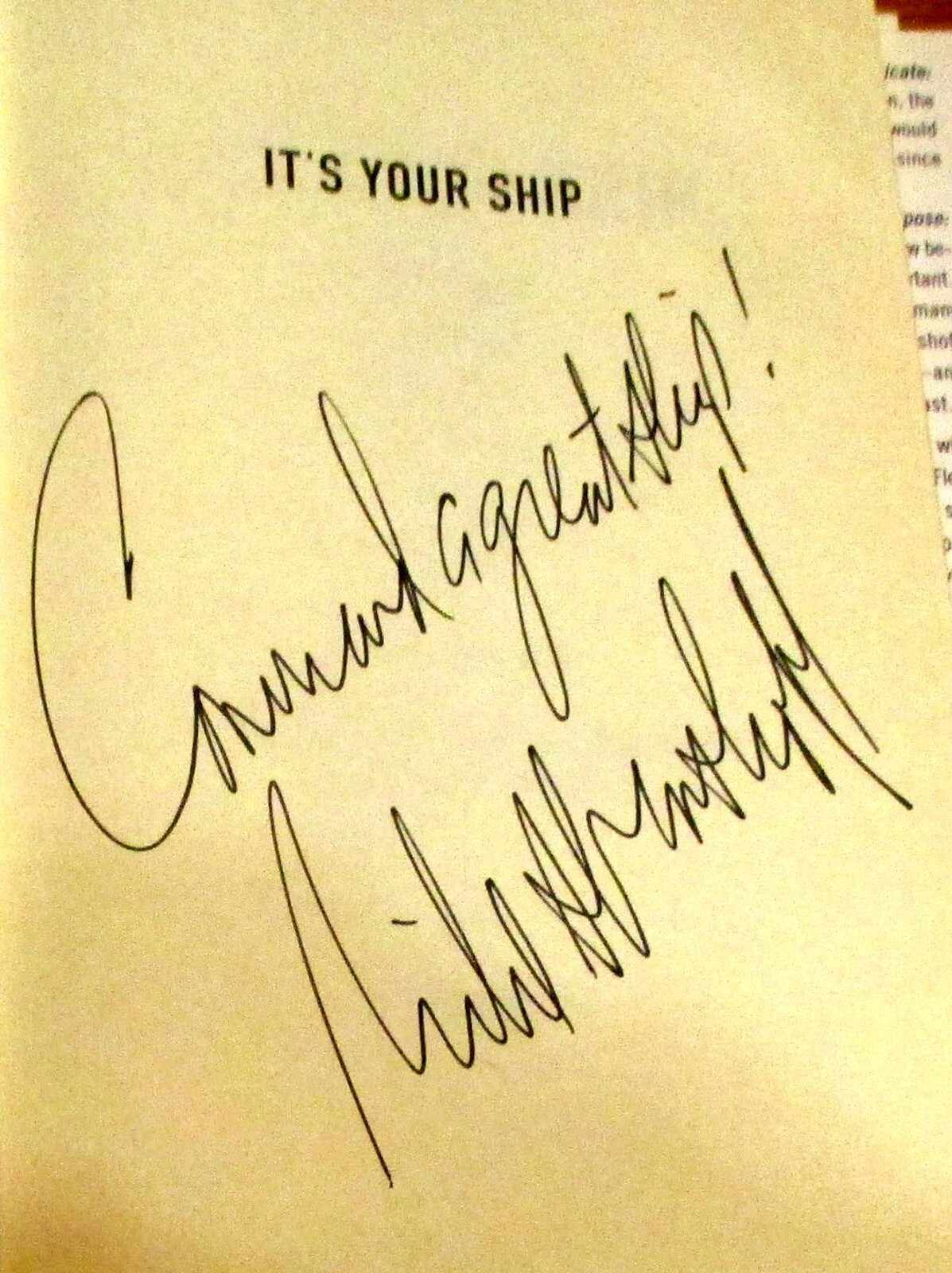 2012 It’s Your Ship by Captain D. Michael Abrashoff SIGNED H/C D/J 228 Pages
