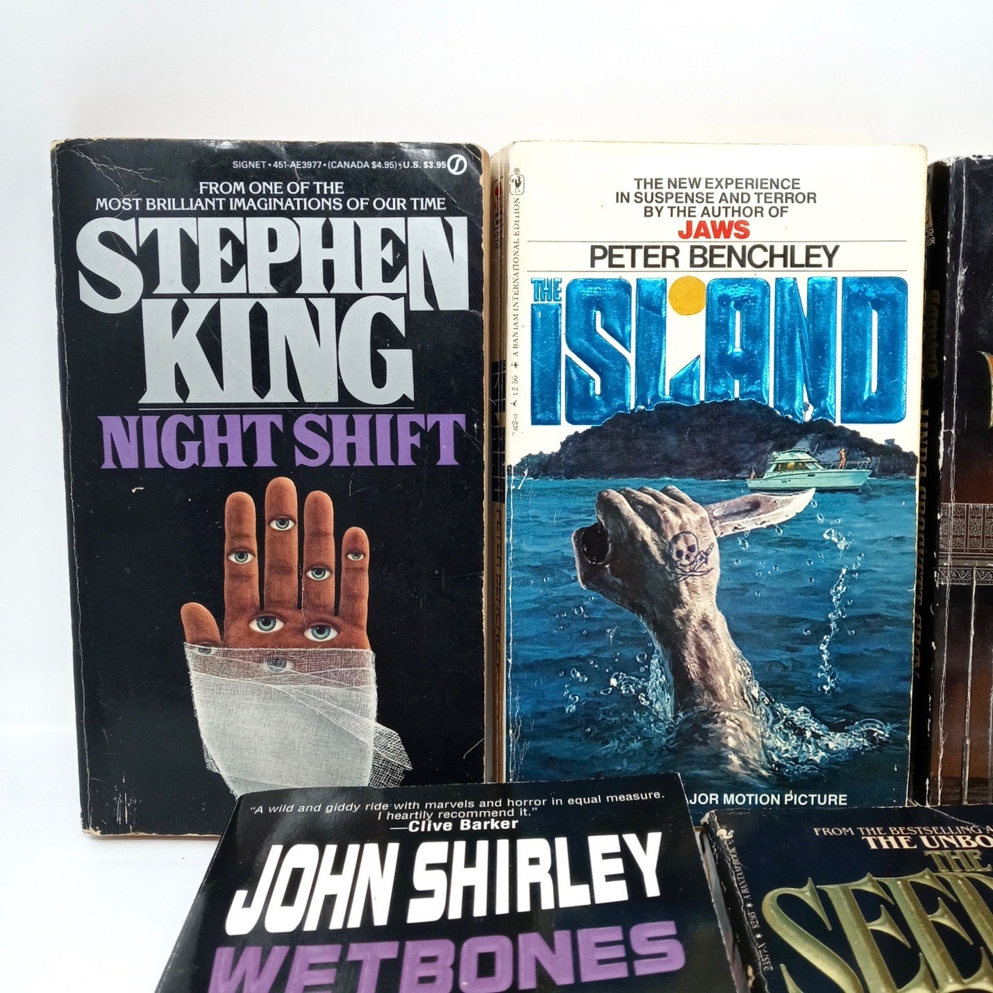 Vintage Horror Paperback Lot Night Shift Peter Benchley Island Wetbones Mirror