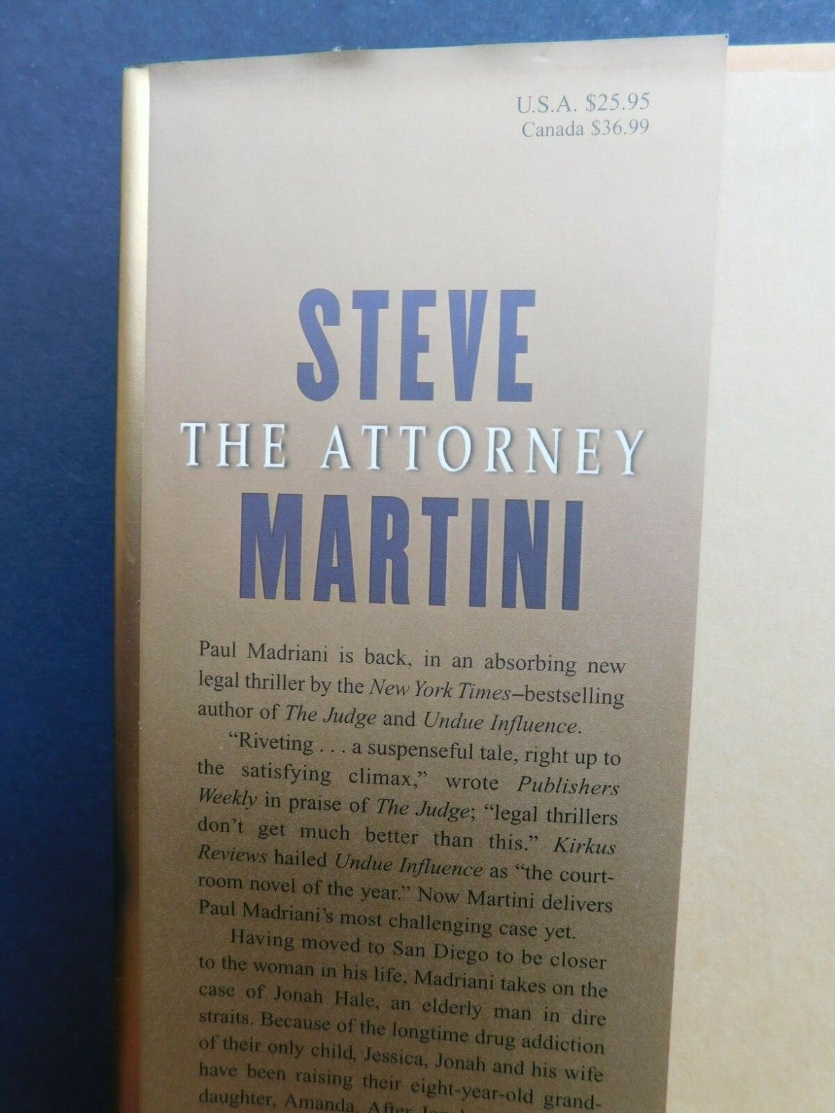 STEVE MARTINI true 1st ed FLAT SIGNED 390 pages ATTORNEY hardcover jacket 2000