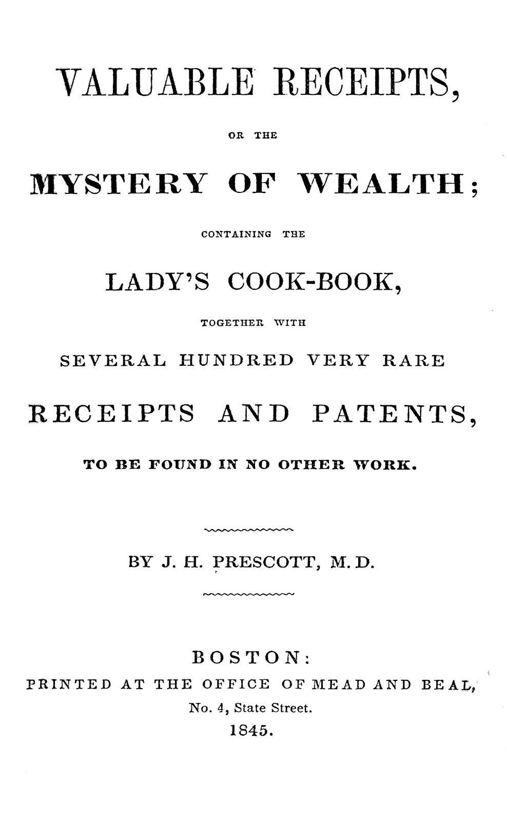 1845 Valuable Receipts Cook Book 46 Pages