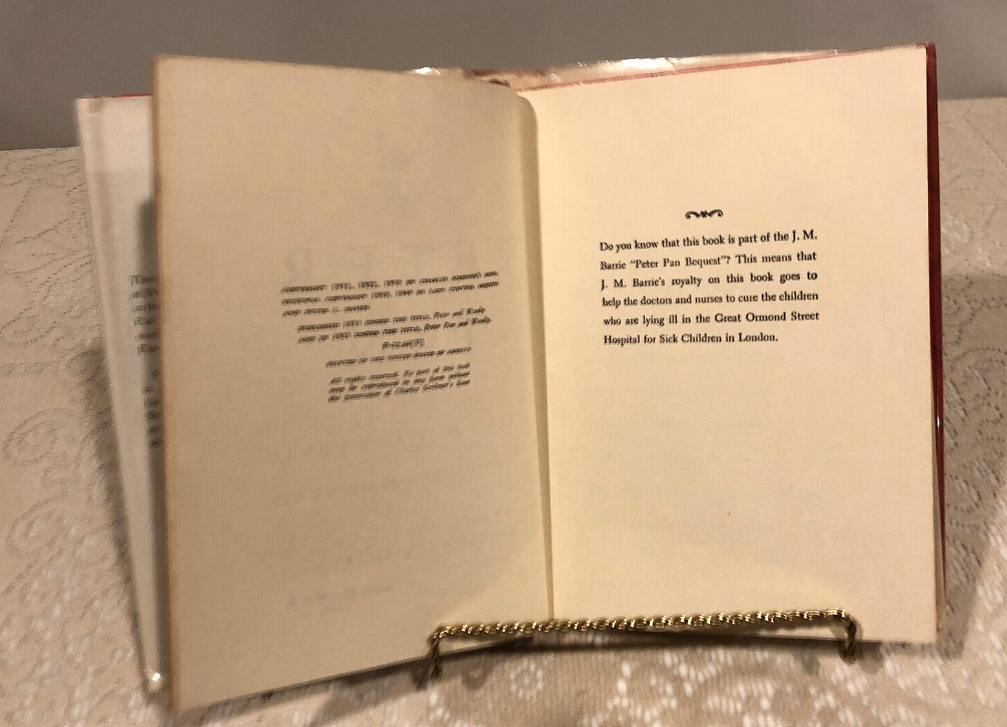 Peter Pan By J.M. Barrie , 1950 Hardcover/Dust Jacket, Charles Scribner’s Sons