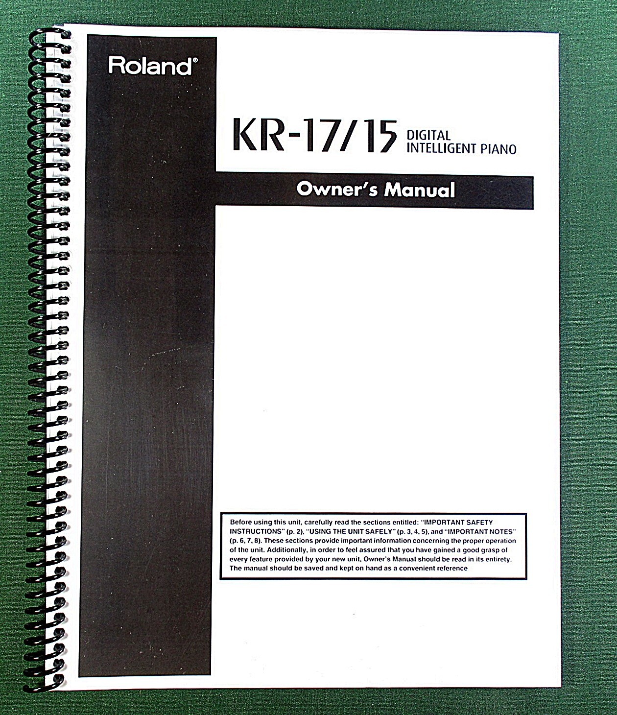Roland KR-17 / KR-15 Owner’s Instruction Manual: 212 Pages & Protective Covers!