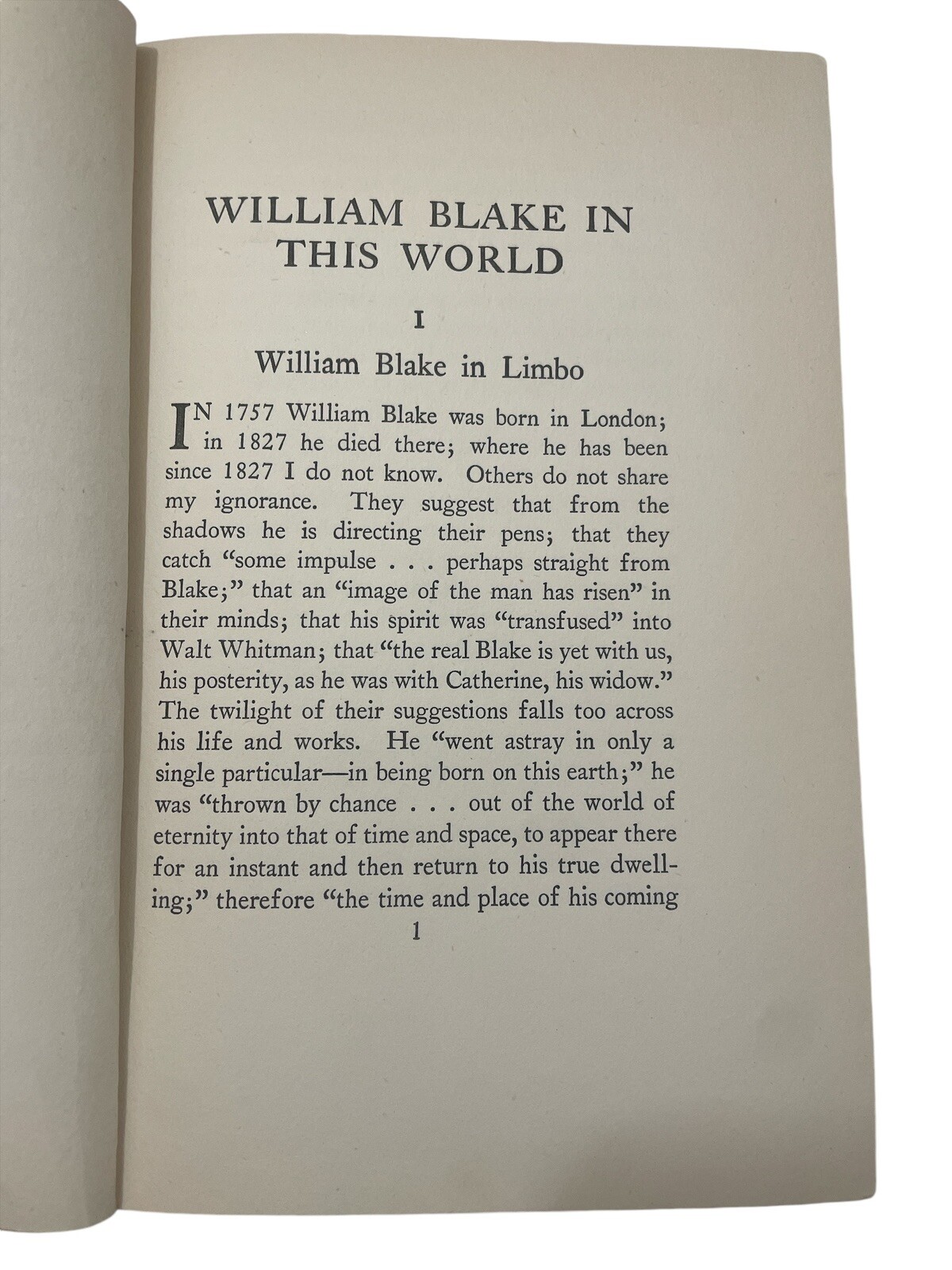 Willam Blake in This World By Harold Bruce 1925 First Edtion Hardcover Harcourt