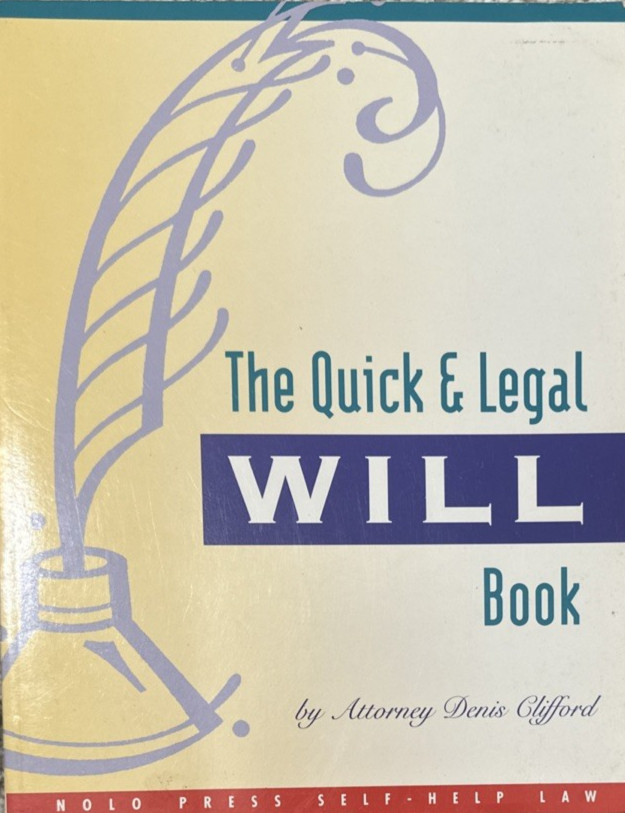 THE QUICK & LEGAL WILL BOOK By Denis Clifford *EXCELLENT*