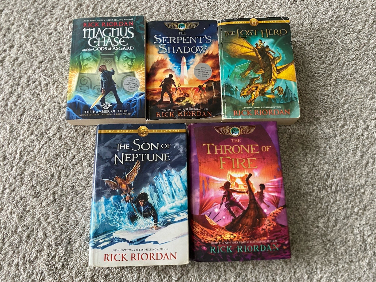 Lot Of 5 Rick Riordan Series Books Heroes of Olympus Kane Chronicles Magnus Chas