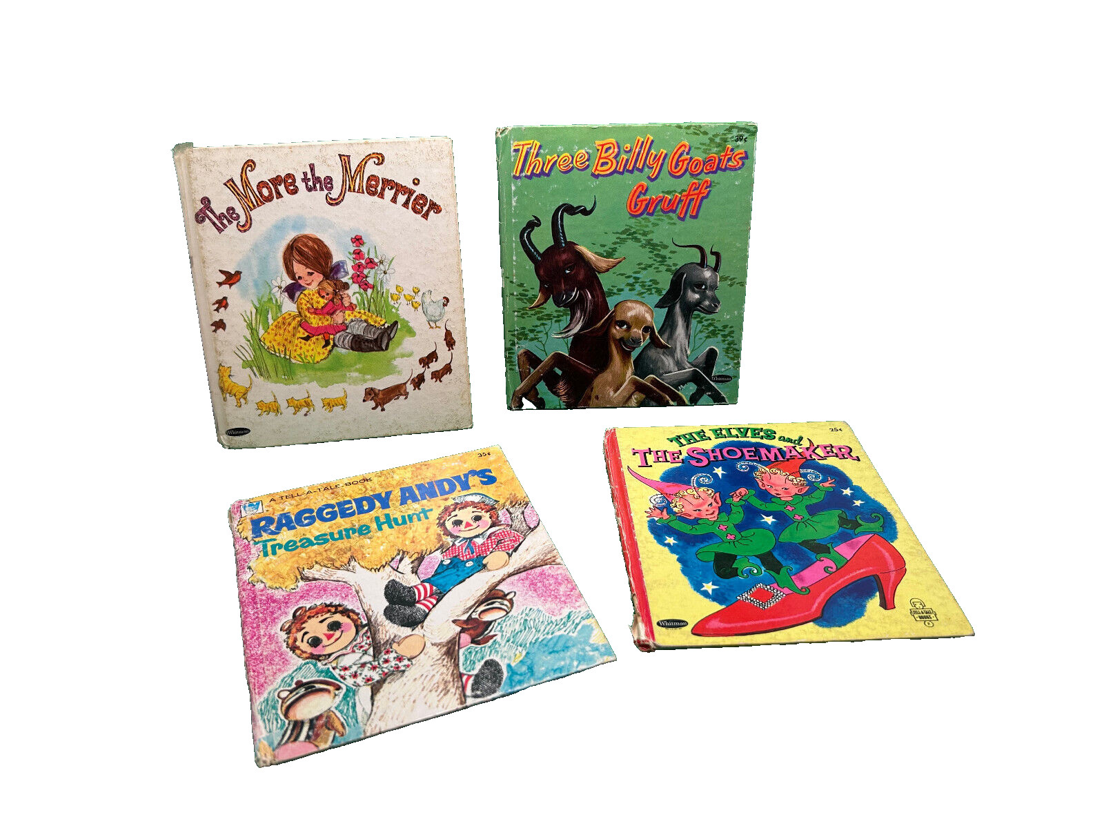 Whitman book 1970s era lot 4 Merrier Elves Shoemaker Raggedy Ann Goats Tell Tale