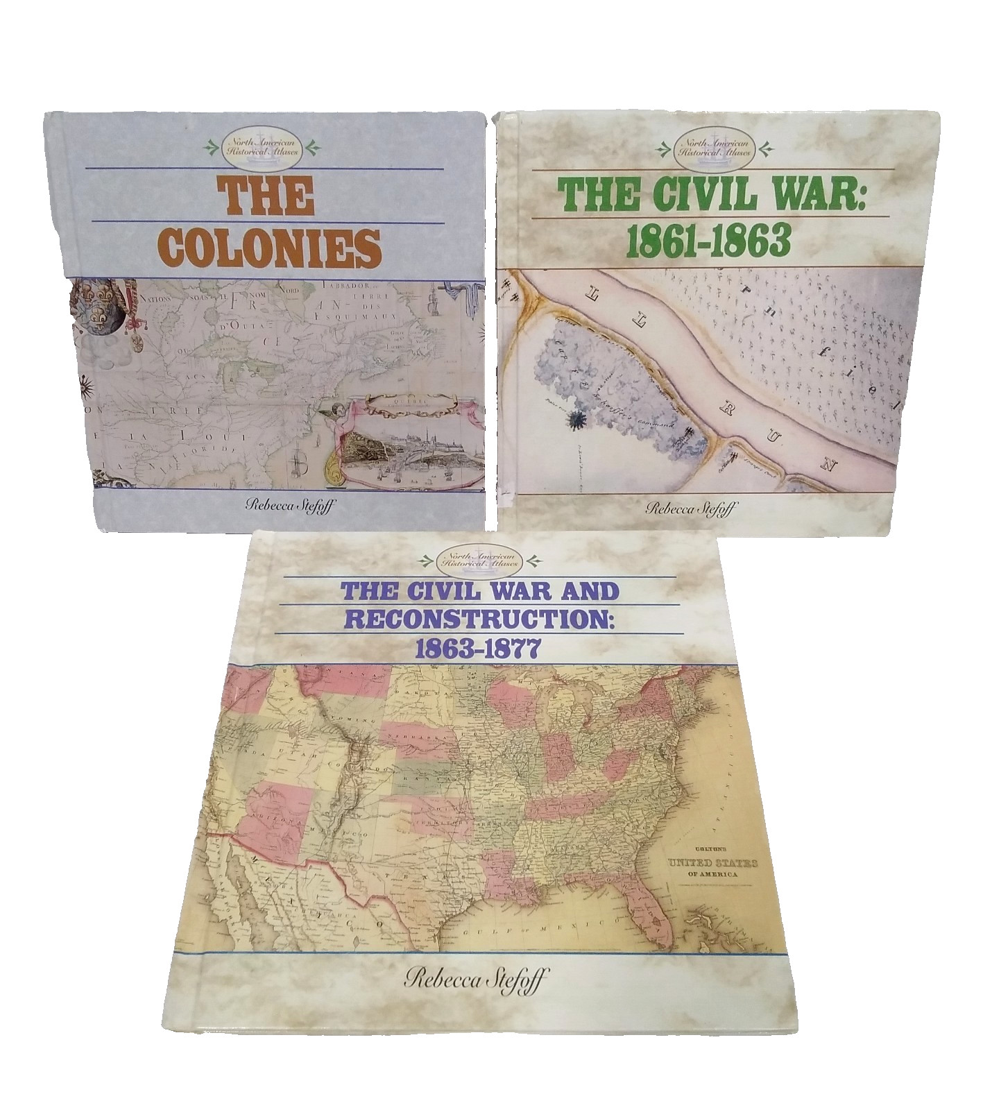 North American Historical Atlases, Lot of 3, Hardcovers, Very Good